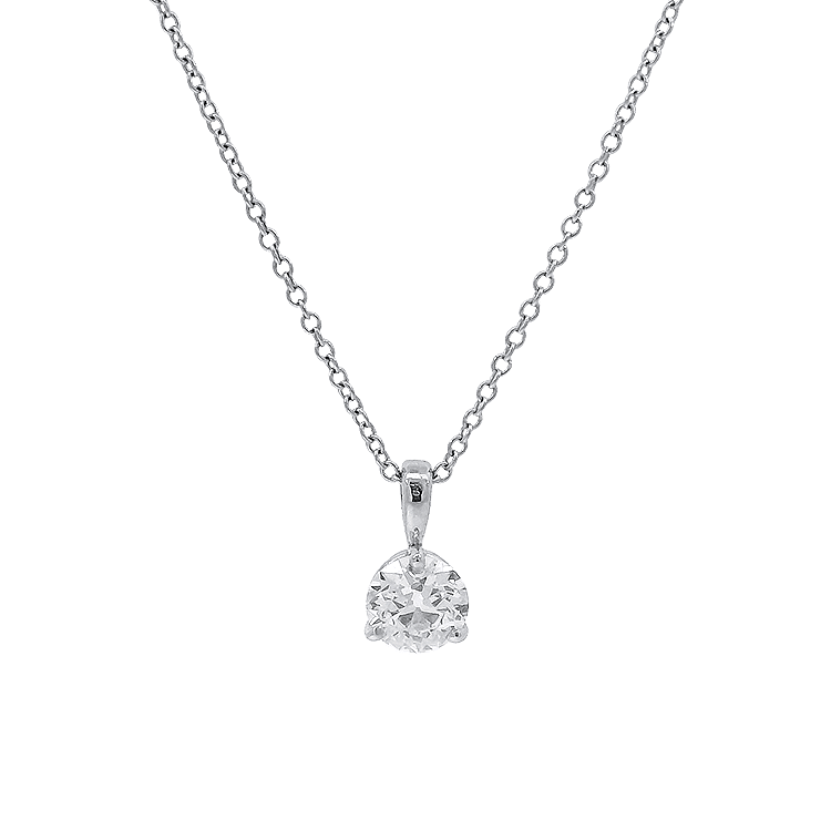 PAGE Estate Necklaces and Pendants Estate 14K White Gold Round Brilliant Diamond Solitaire Necklace – .69ct