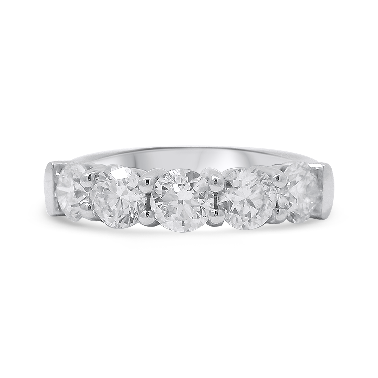 PAGE Estate Wedding Band Estate 14k White Gold Round Diamond Band - 2.00ct 6