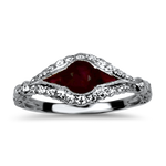 PAGE Estate Ring Estate 14K White Gold Ruby & Diamond Ring 6.5