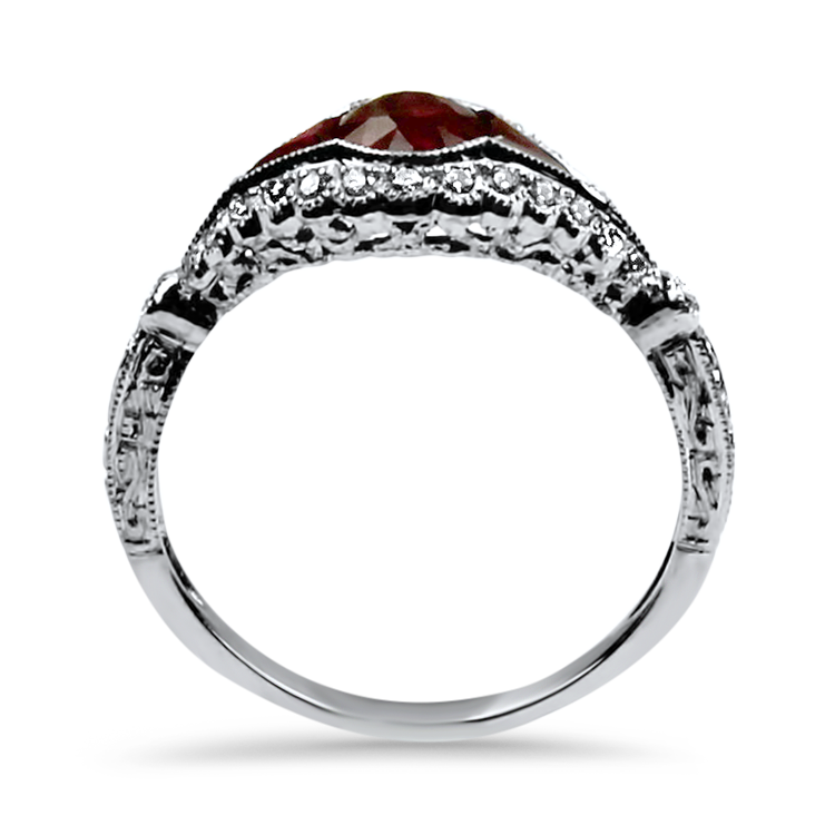 PAGE Estate Ring Estate 14K White Gold Ruby & Diamond Ring 8