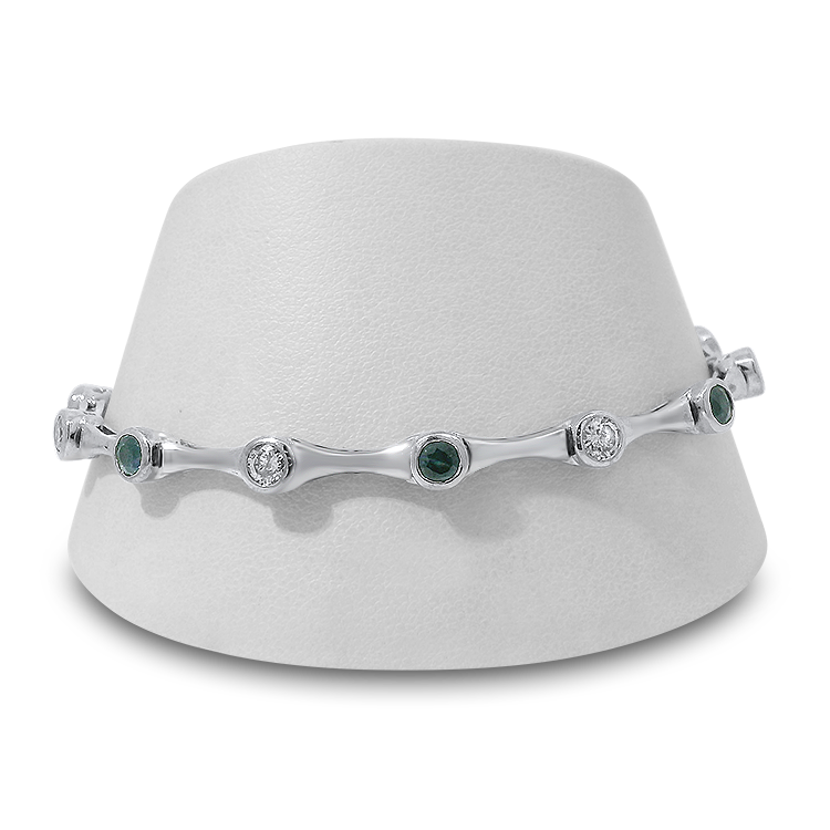 PAGE Estate Bracelet Estate 14K White Gold Sapphire & Diamond Bamboo-Style Bracelet