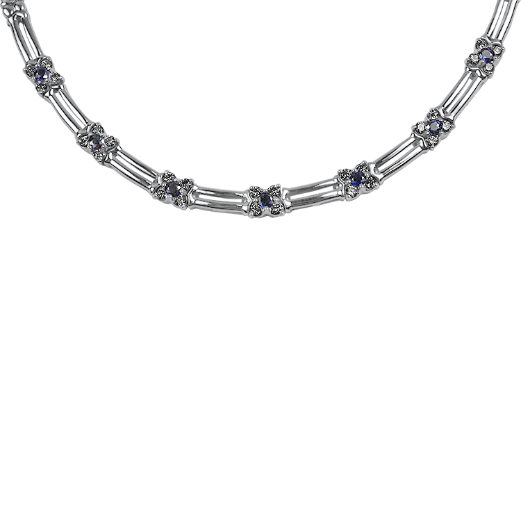 PAGE Estate Necklaces and Pendants Estate 14k White Gold Sapphire & Diamond Necklace