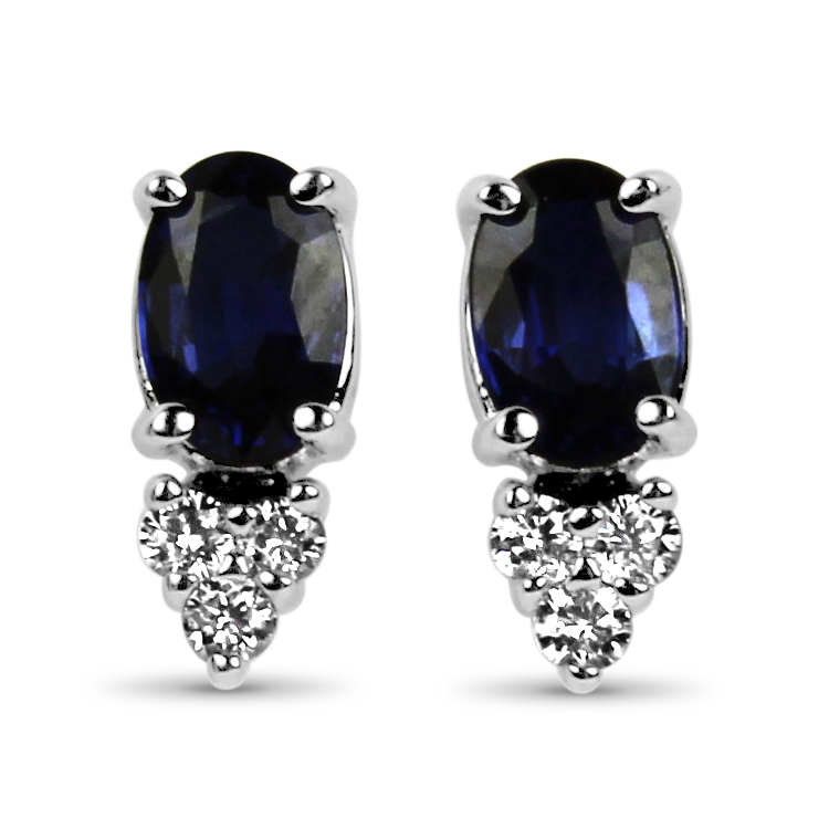 PAGE Estate Earrings Estate 14k White Gold Sapphire & Diamond Stud Earrings