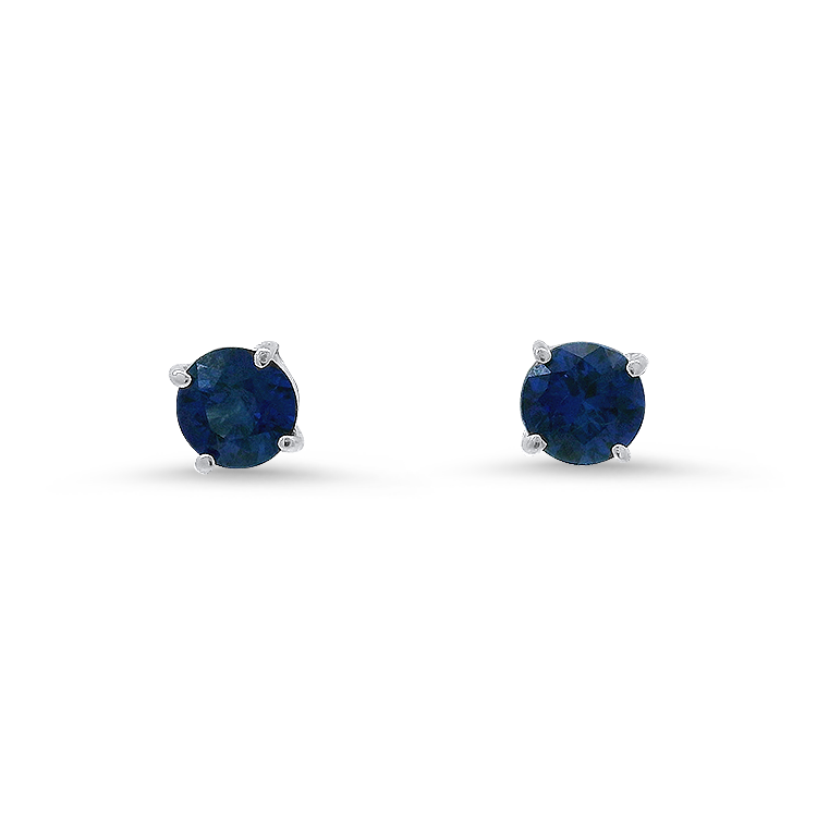 PAGE Estate Earrings Estate 14K White Gold Sapphire Four-Prong Earrings, .73t
