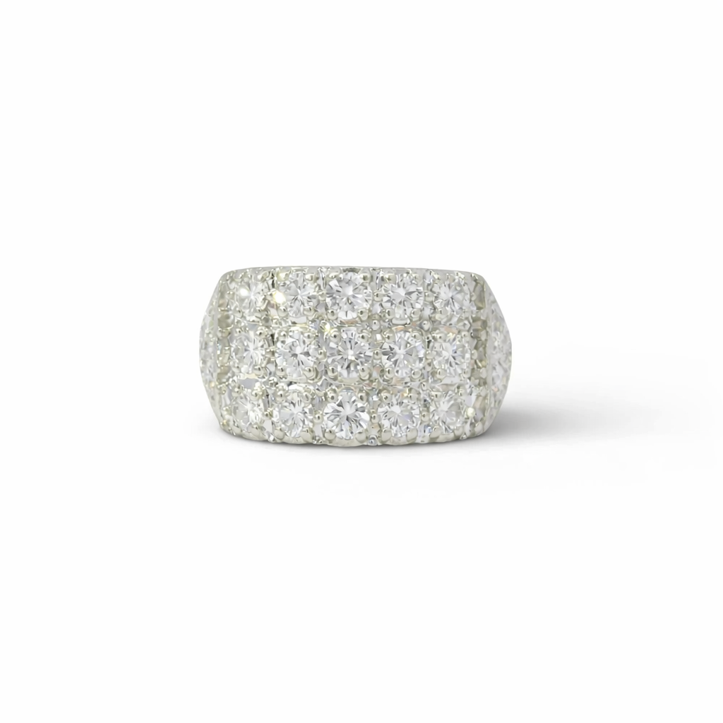 PAGE Estate Ring Estate 14K White Gold Three-Row Diamond Ring – 2.50ctw 6.5