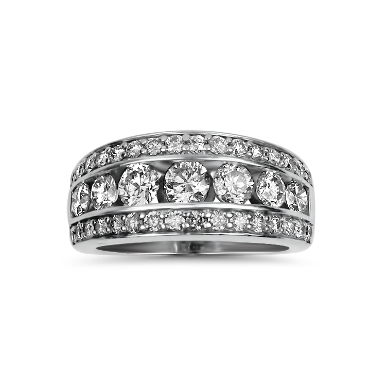 PAGE Estate Ring Estate 14k White Gold Three-Row Diamond Ring 6