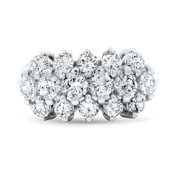 Estate 14k White Gold Three Row Diamond Ring – Springer's