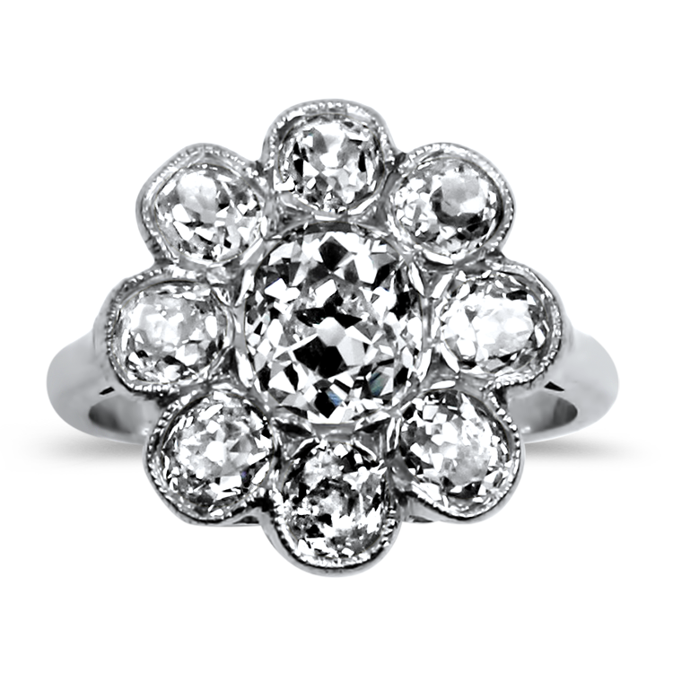 PAGE Estate Engagement Ring Estate 14K White Gold Three Stone Round Brilliant Cut Diamond Engagement Ring 5