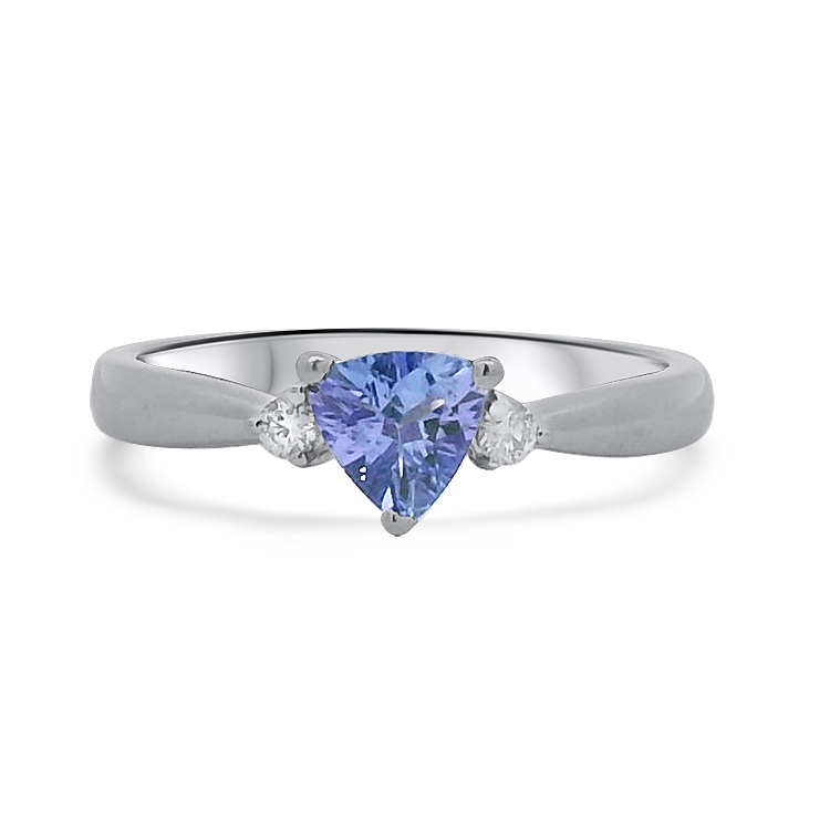 PAGE Estate Ring Estate 14k White Gold Trillion-Cut Tanzanite & Diamond Ring 6.5
