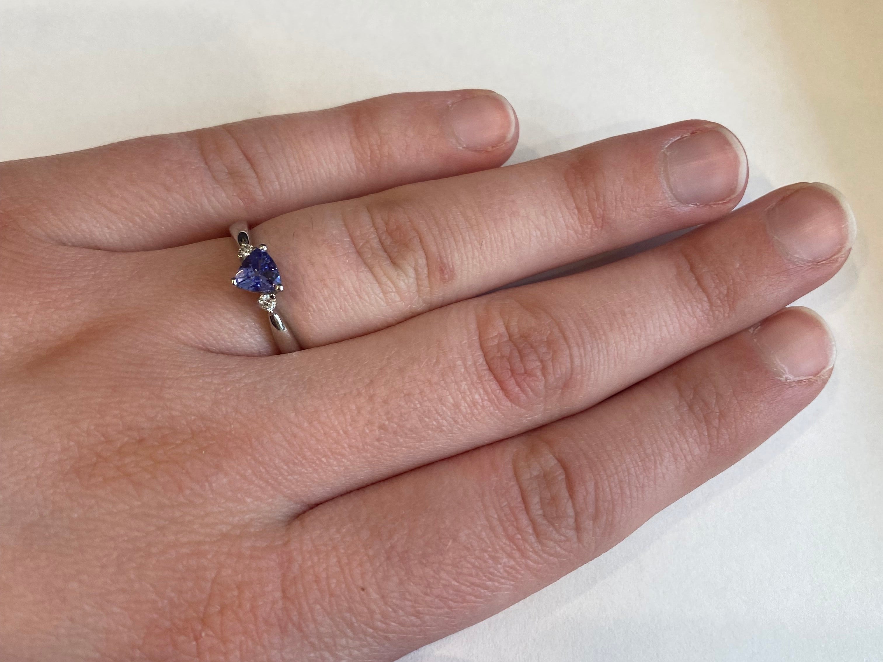 PAGE Estate Ring Estate 14k White Gold Trillion-Cut Tanzanite & Diamond Ring 6.5