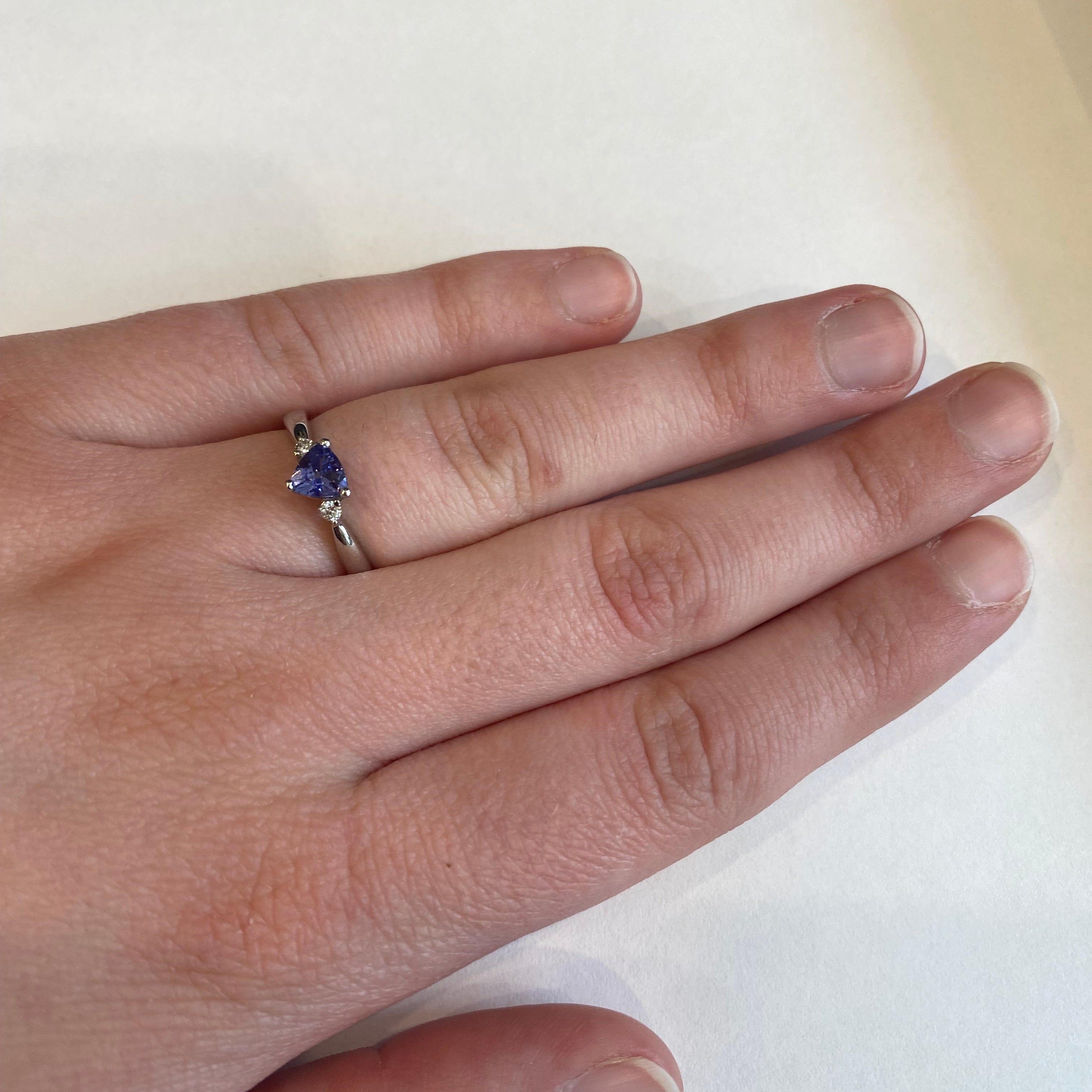 PAGE Estate Ring Estate 14k White Gold Trillion-Cut Tanzanite & Diamond Ring 6.5