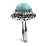 PAGE Estate Ring Estate 14K White Gold Turquoise, Diamond, & Sapphire Ring 6.5