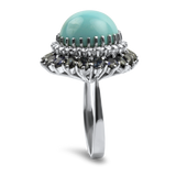 PAGE Estate Ring Estate 14K White Gold Turquoise, Diamond, & Sapphire Ring 6.5
