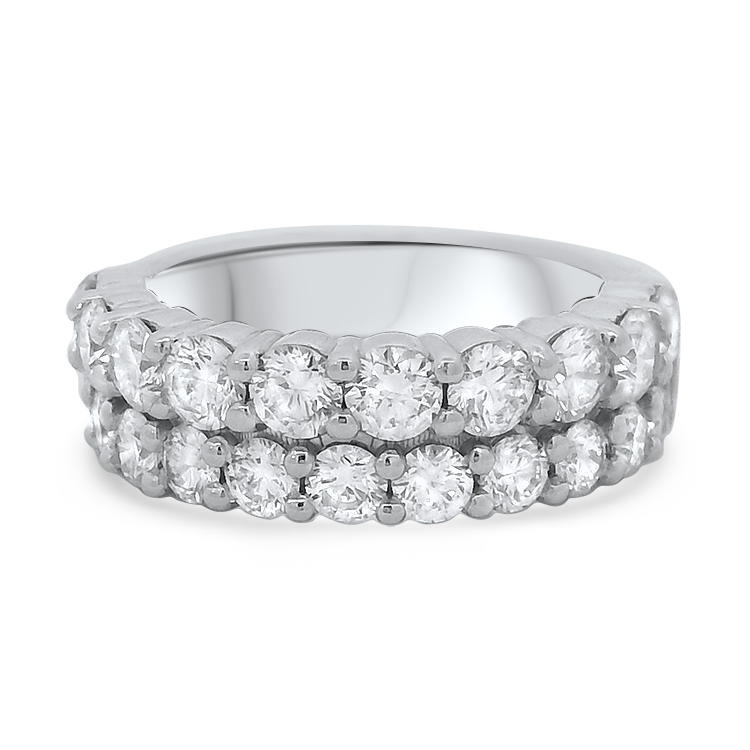 PAGE Estate Wedding Band Estate 14k White Gold Two-Row Diamond Band - 2.88ct. 7