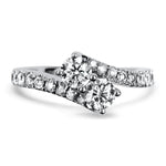 PAGE Estate Engagement Ring Estate 14K White Gold Two-Stone Bypass Ring 4.75