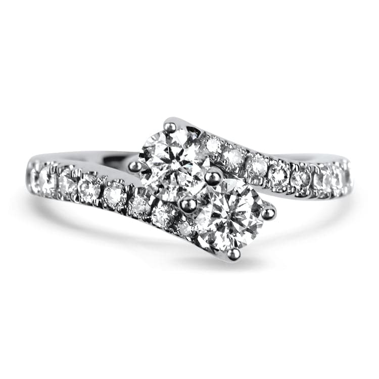 PAGE Estate Engagement Ring Estate 14K White Gold Two-Stone Bypass Ring 4.75