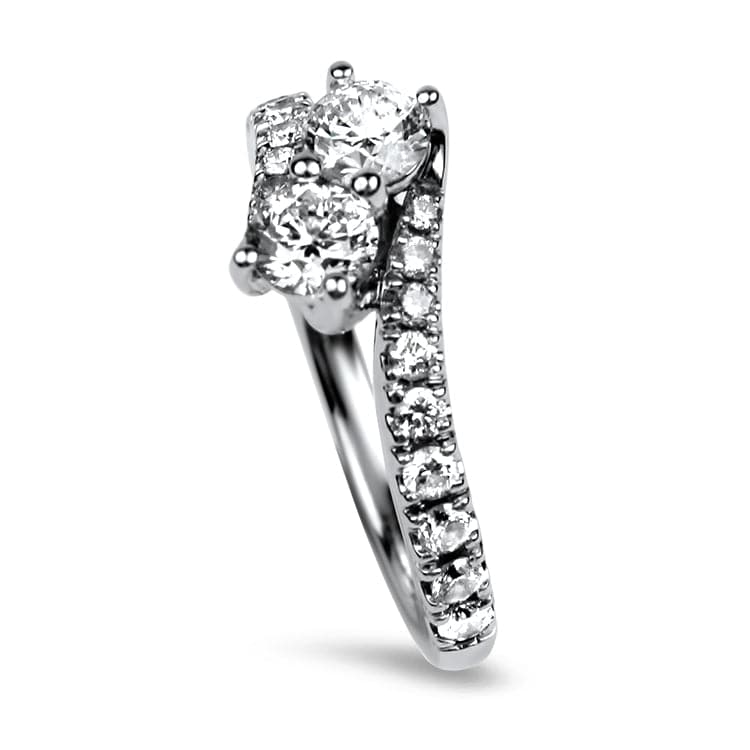 PAGE Estate Engagement Ring Estate 14K White Gold Two-Stone Bypass Ring 4.75