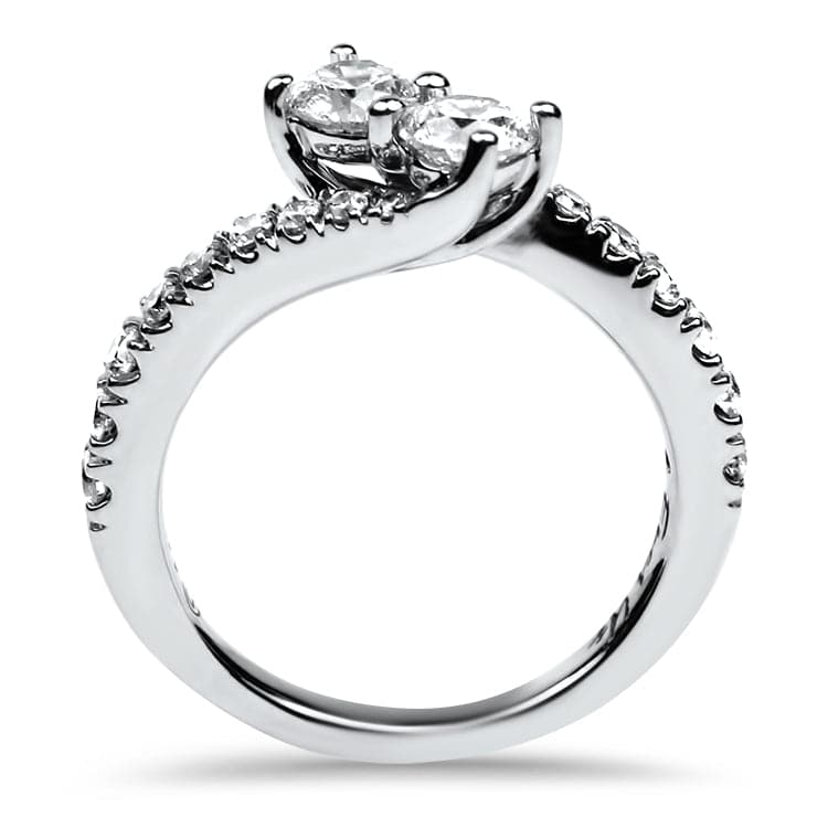 PAGE Estate Engagement Ring Estate 14K White Gold Two-Stone Bypass Ring 4.75