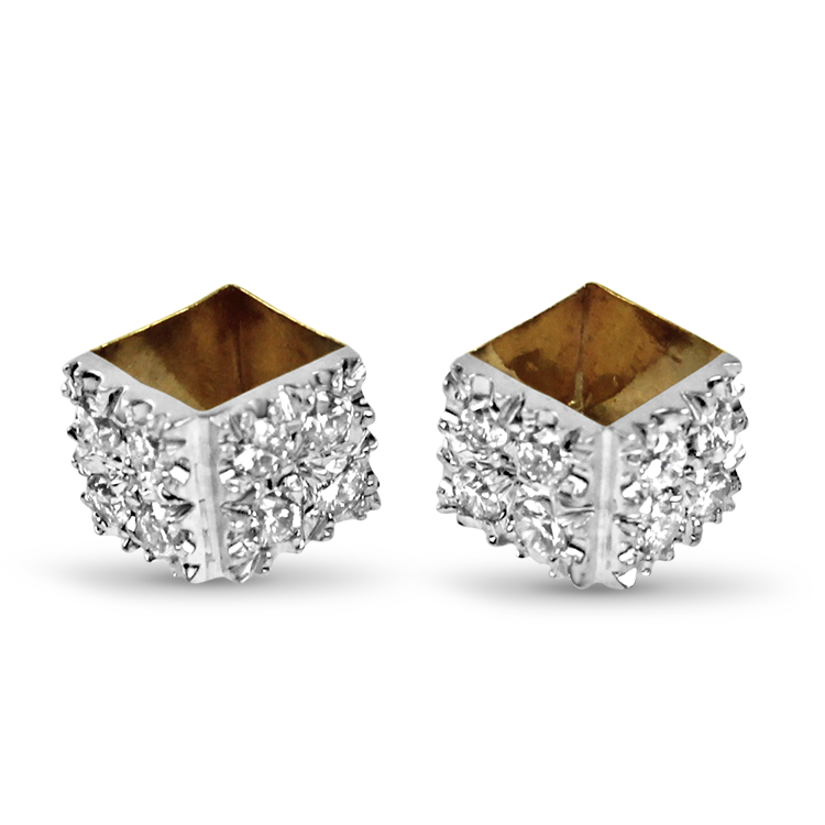 Gold cube stud earrings online