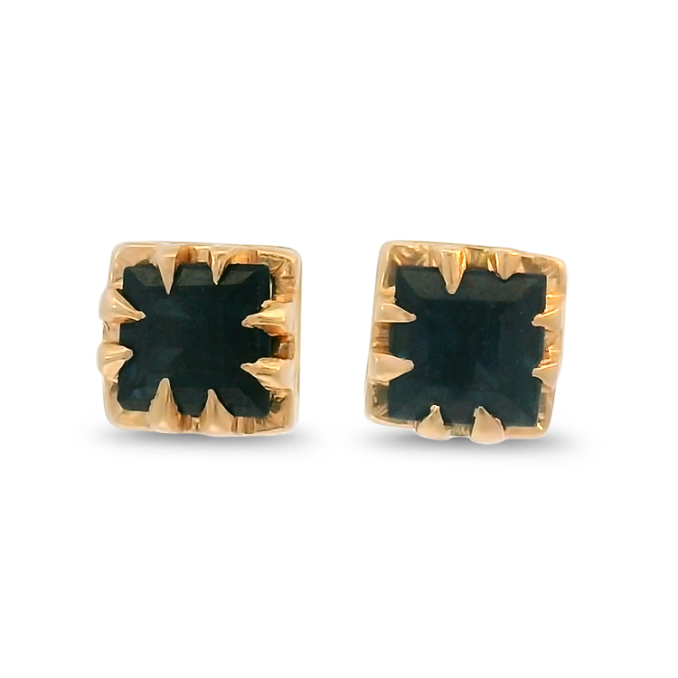 PAGE Estate Earring Estate 14k Yellow and Rose Gold Sapphire Stud Earrings