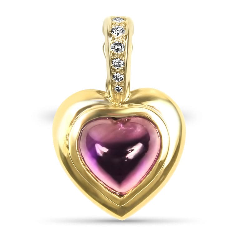 PAGE Estate Necklaces and Pendants Estate 14k Yellow and White Gold Amethyst and Diamond Heart Pendant