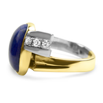 PAGE Estate Ring Estate 14K Yellow and White Gold Lapis Lazuli and Diamond Ring 6.75