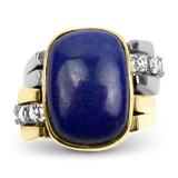 PAGE Estate Ring Estate 14K Yellow and White Gold Lapis Lazuli and Diamond Ring 6.75