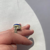 PAGE Estate Ring Estate 14K Yellow and White Gold Lapis Lazuli and Diamond Ring 5.00