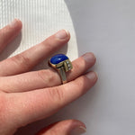 PAGE Estate Ring Estate 14K Yellow and White Gold Lapis Lazuli and Diamond Ring 5.00