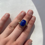 PAGE Estate Ring Estate 14K Yellow and White Gold Lapis Lazuli and Diamond Ring 5.00