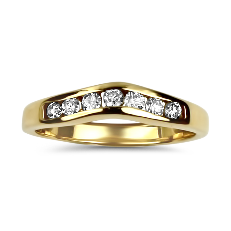 PAGE Estate Wedding Band Estate 14K Yellow Channel Set Curved Diamond Band 6