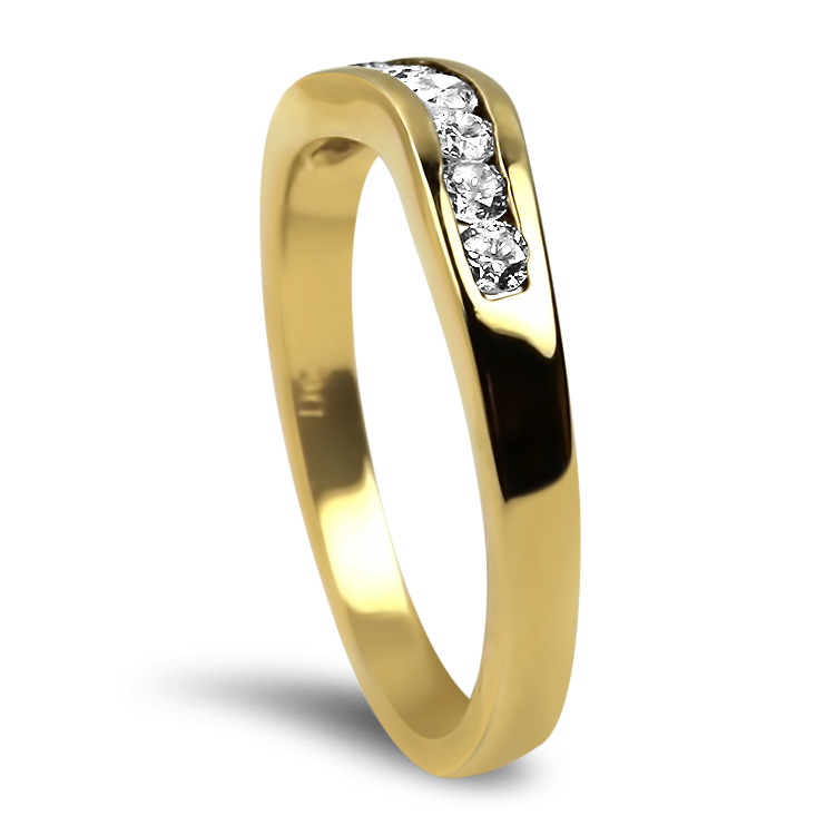 PAGE Estate Wedding Band Estate 14K Yellow Channel Set Curved Diamond Band 6