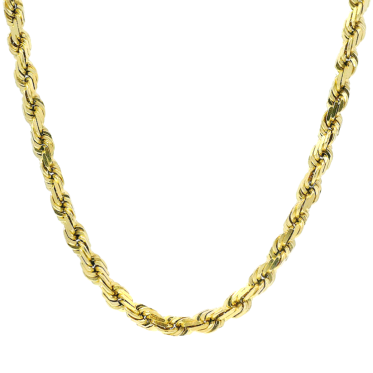 PAGE Estate Necklaces and Pendants Estate 14K Yellow Gold 4mm Rope Chain, 26"
