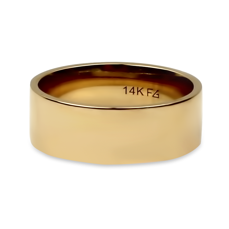 PAGE Estate Wedding Band Estate 14k Yellow Gold 8mm Pipe Edge Band 9