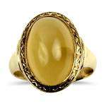 PAGE Estate Ring Estate 14k Yellow Gold Agate Cabochon Ring 5.5