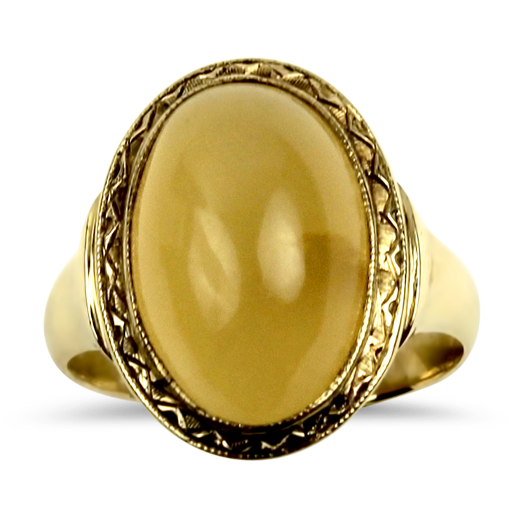 PAGE Estate Ring Estate 14k Yellow Gold Agate Cabochon Ring 5.5