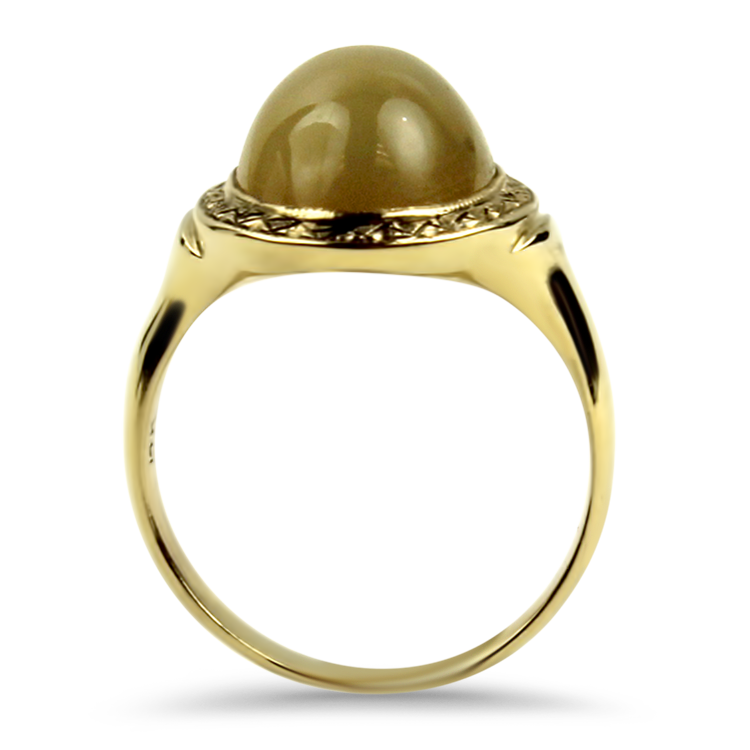 PAGE Estate Ring Estate 14k Yellow Gold Agate Cabochon Ring 5.5