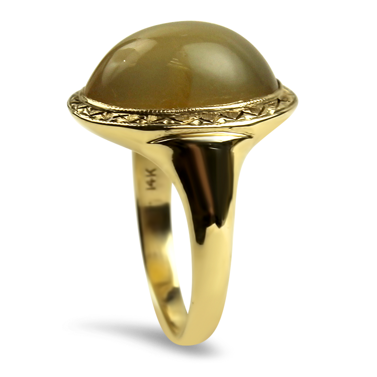 PAGE Estate Ring Estate 14k Yellow Gold Agate Cabochon Ring 5.5