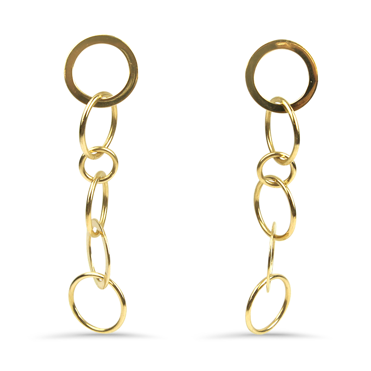 PAGE Estate Earrings Estate 14k Yellow Gold Alternating Ring Dangle Earrings