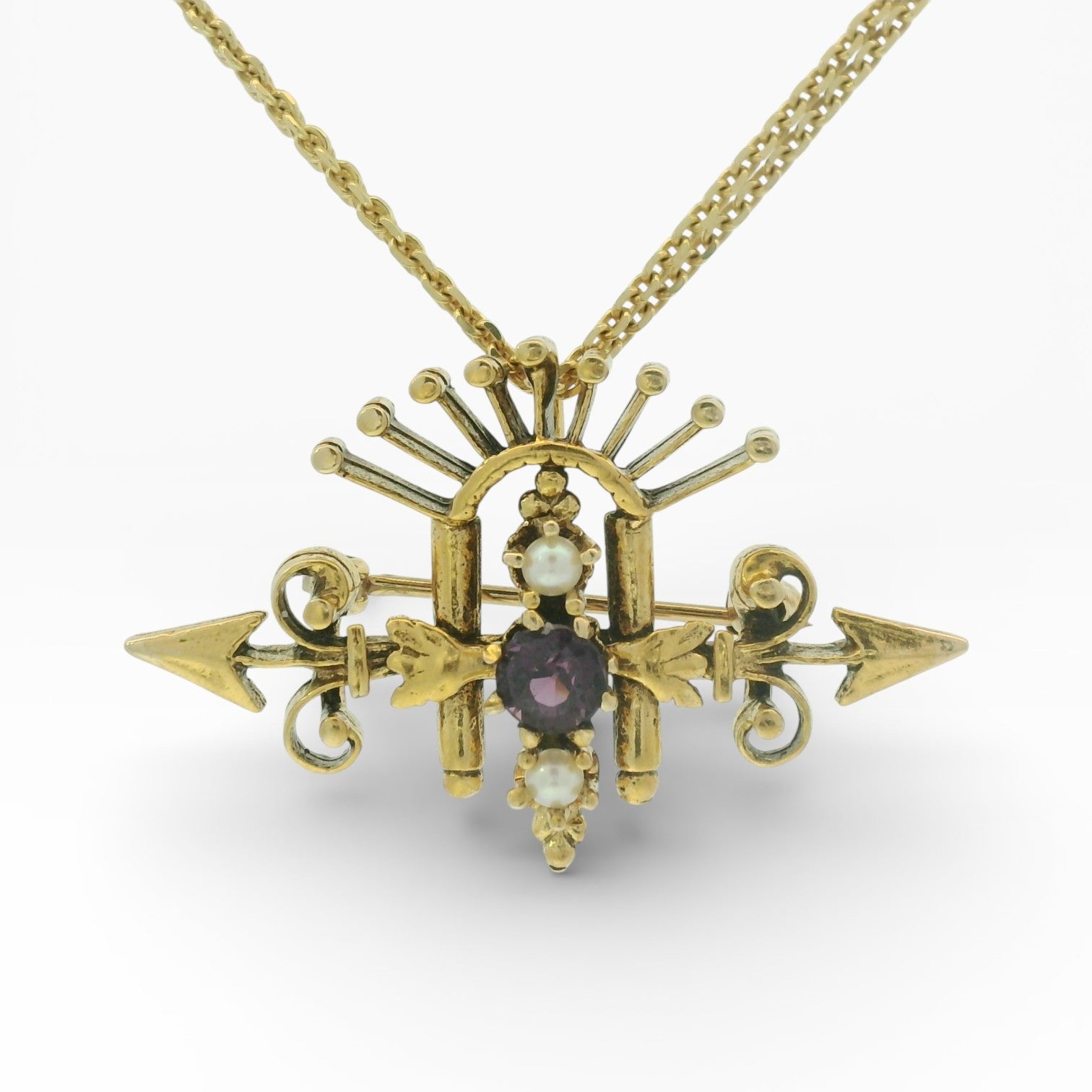 PAGE Estate Pins & Brooches Estate 14K Yellow Gold Antique Arrow Garnet Pin