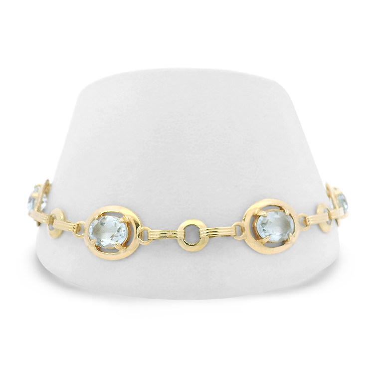 PAGE Estate Bracelet Estate 14k Yellow Gold Aquamarine Linked Bracelet