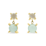 PAGE Estate Earrings Estate 14k Yellow Gold Aquamarine & Moonstone Drop Earrings
