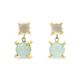PAGE Estate Earrings Estate 14k Yellow Gold Aquamarine & Moonstone Drop Earrings