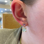 PAGE Estate Earrings Estate 14k Yellow Gold Aquamarine & Moonstone Drop Earrings