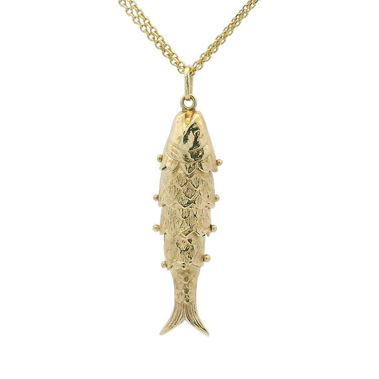 PAGE Estate Necklaces and Pendants Estate 14k Yellow Gold Articulating Fish Pendant