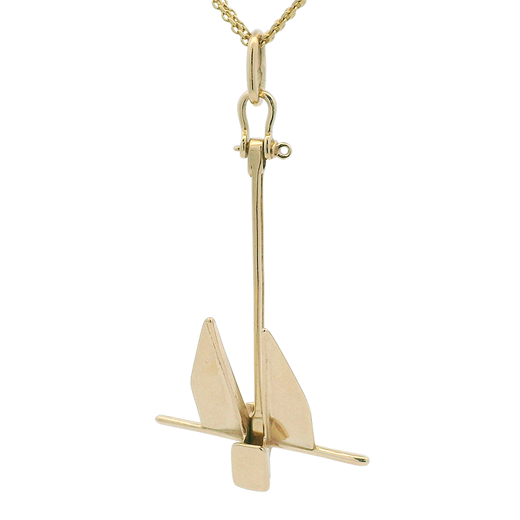 PAGE Estate Necklaces and Pendants Estate 14k Yellow Gold Articulating Fluke Anchor Pendant