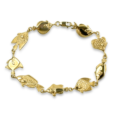 PAGE Estate Bracelet Estate 14K Yellow Gold Assorted Fish Link Bracelet