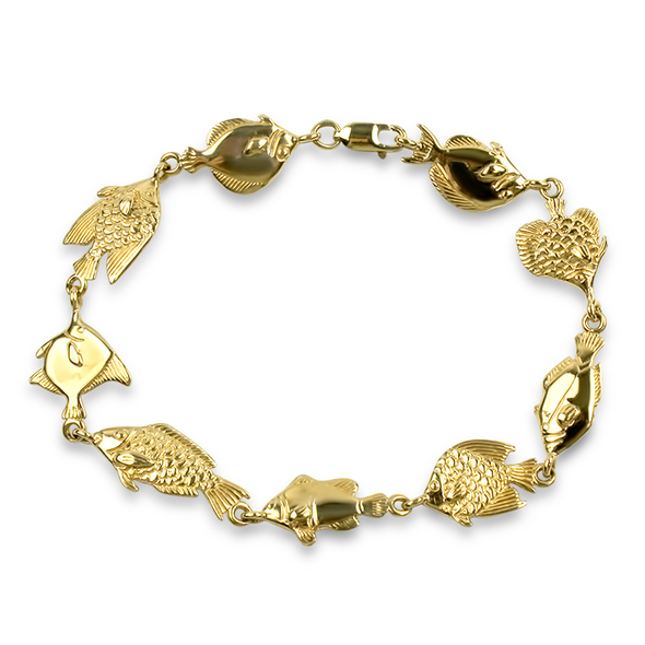 PAGE Estate Bracelet Estate 14K Yellow Gold Assorted Fish Link Bracelet