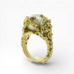PAGE Estate Ring Estate 14K Yellow Gold Baroque Pearl Nugget Ring 4.5