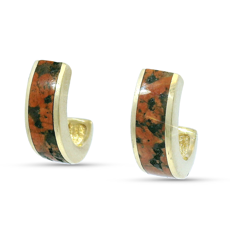 PAGE Estate Earrings Estate 14K Yellow Gold Beach-Glass Hoop Earrings
